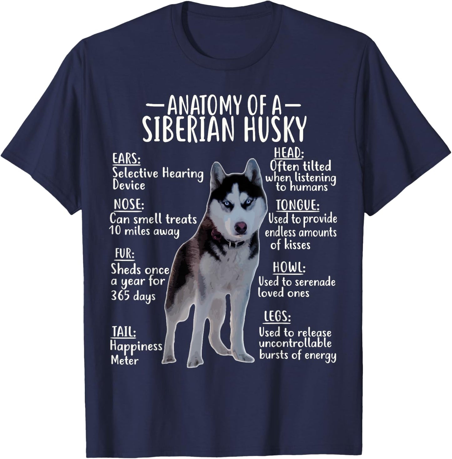 Anatomy Of A Siberian Husky T-Shirt - T-Shirt | Navy