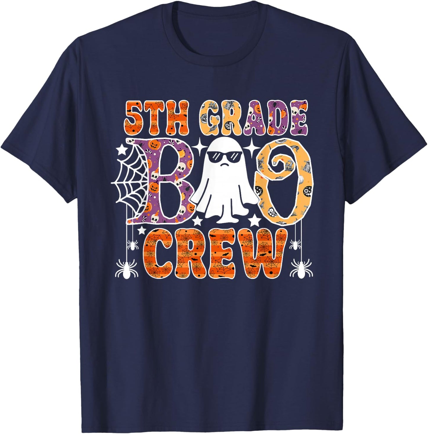 5th Grade Boo Crew Funny Halloween Teachers Students T-Shirt - T-Shirt | Navy