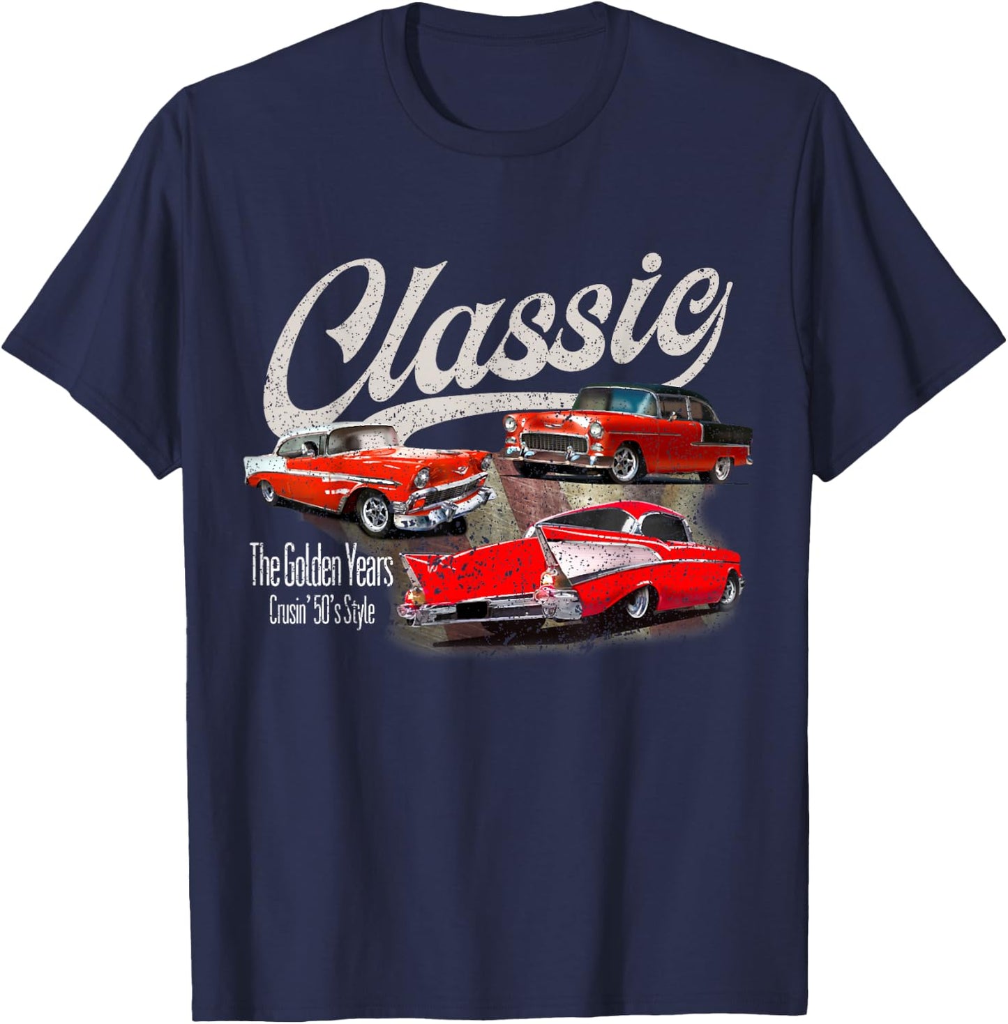 55 56 57 Chevys Bel air Truck TriFive vintage cars T-Shirt - T-Shirt | Navy