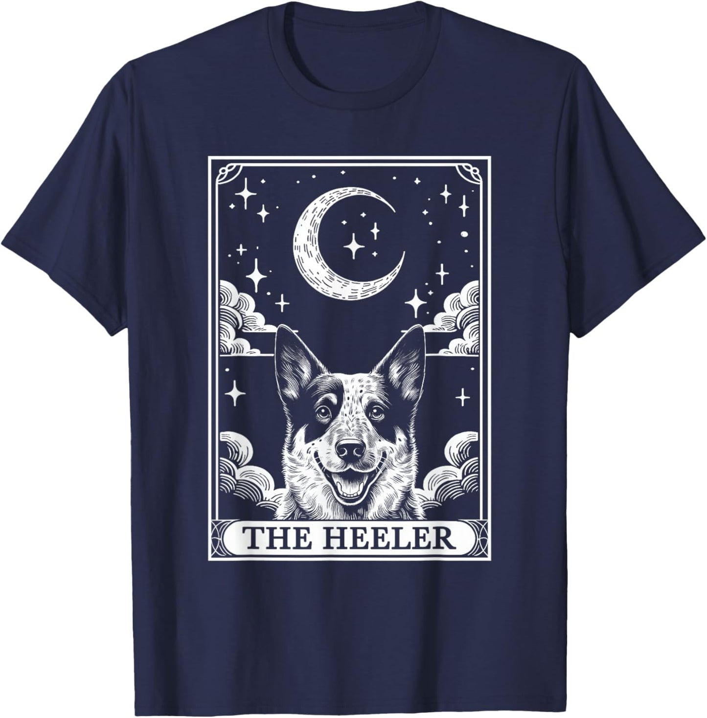 Tarot Card Vintage Crescent Moon Australian Cattle Dog Mom T-Shirt - T-Shirt | Navy