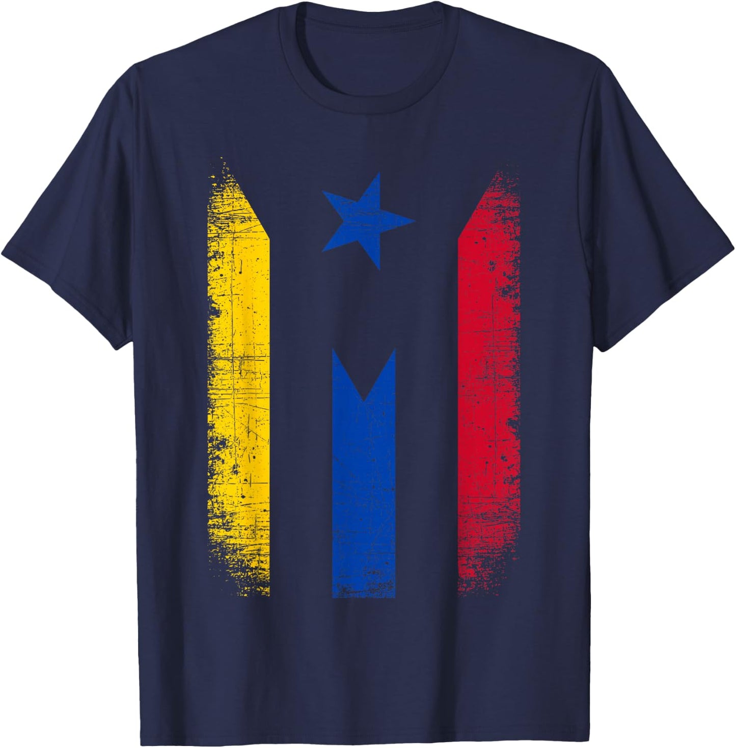 Colombia Puerto Rico Flag Retro Vintage Boricua Colombian T-Shirt - T-Shirt | Navy