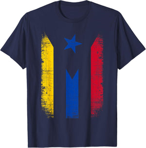 Colombia Puerto Rico Flag Retro Vintage Boricua Colombian T-Shirt - T-Shirt | Navy