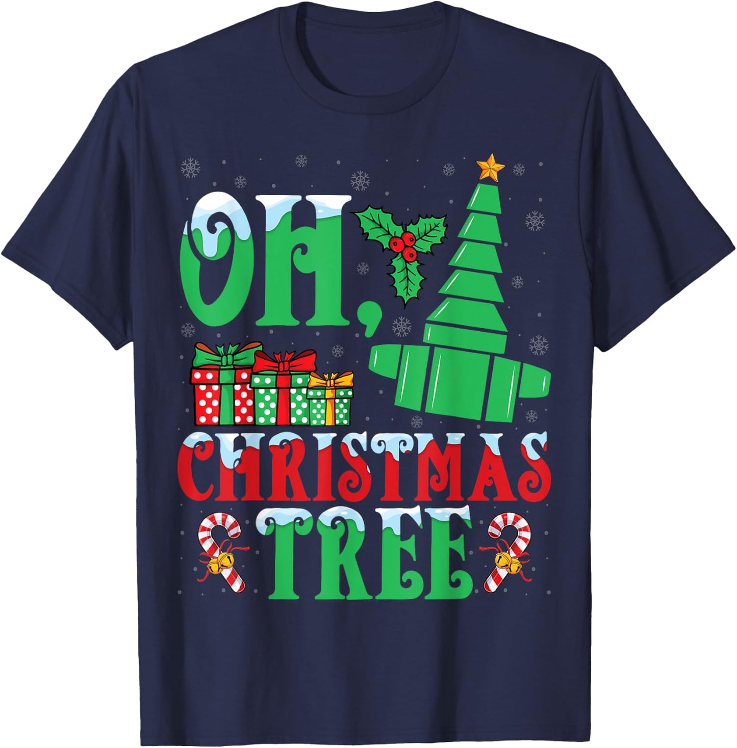 Oh Christmas Tree Xmas Light Respiratory Therapist Christmas T-Shirt - T-Shirt | Navy