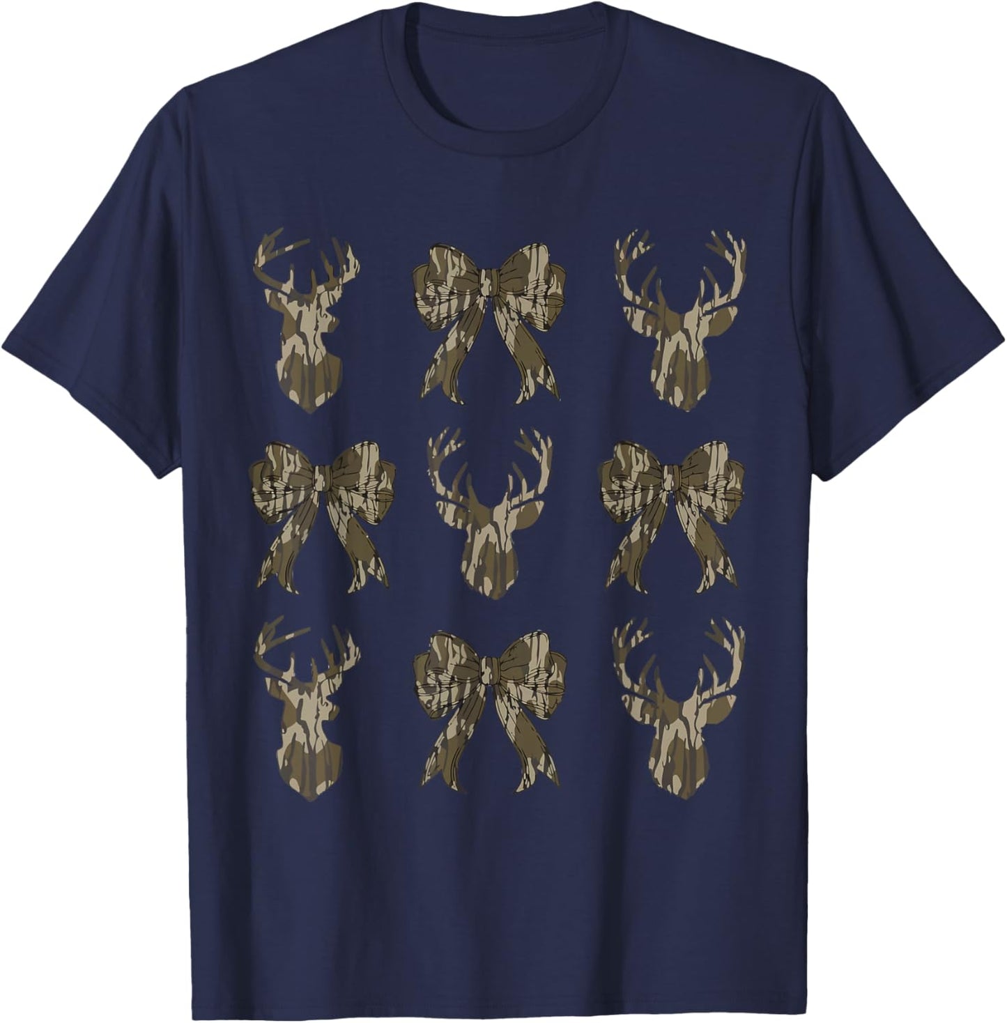 Camouflage Old Camo Bow Camo Coquette Bow Deer Hunting T-Shirt - T-Shirt | Navy