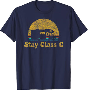 Retro Sunset RV Stay Class C Camping Camper Gift T-Shirt - T-Shirt | Navy