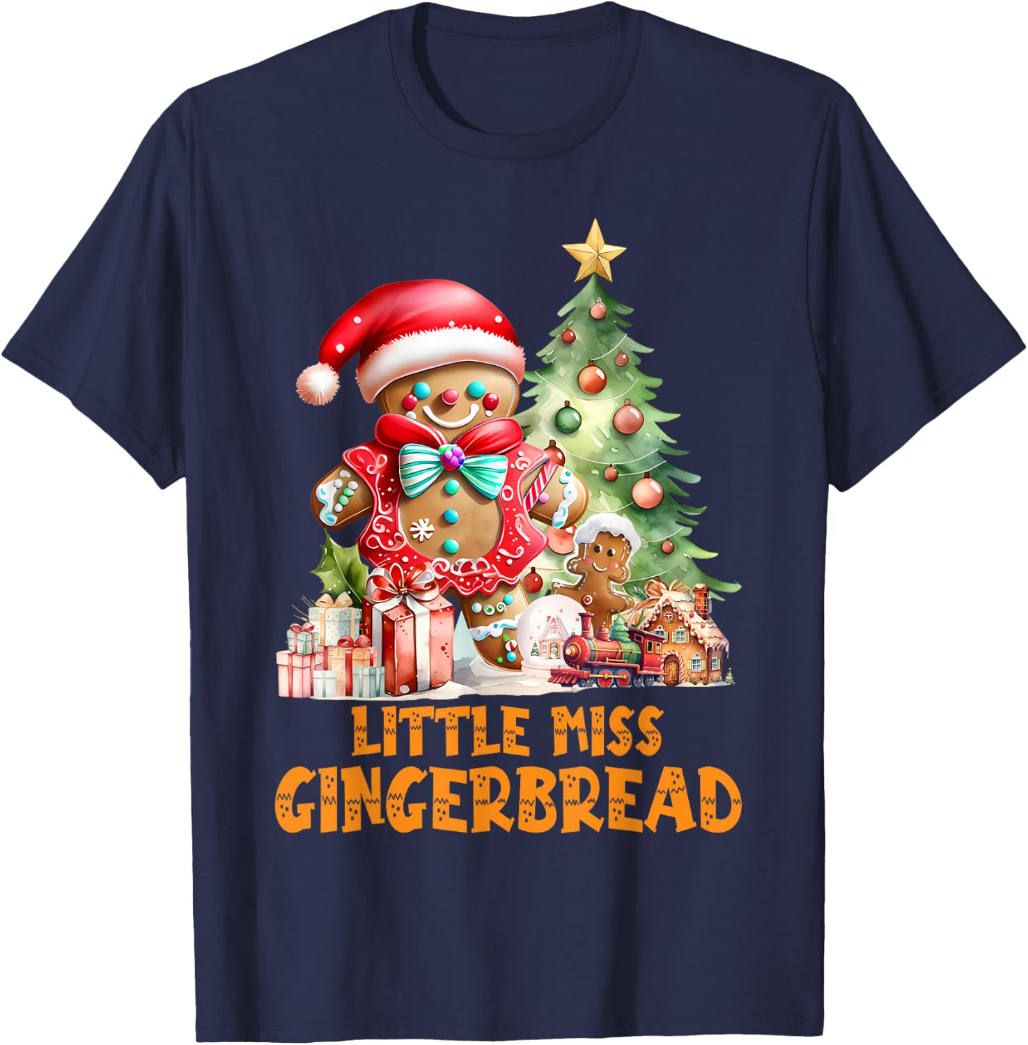 Little Miss Cookies Gingerbread Christmas Toddler Kids Girl T-Shirt - T-Shirt | Navy
