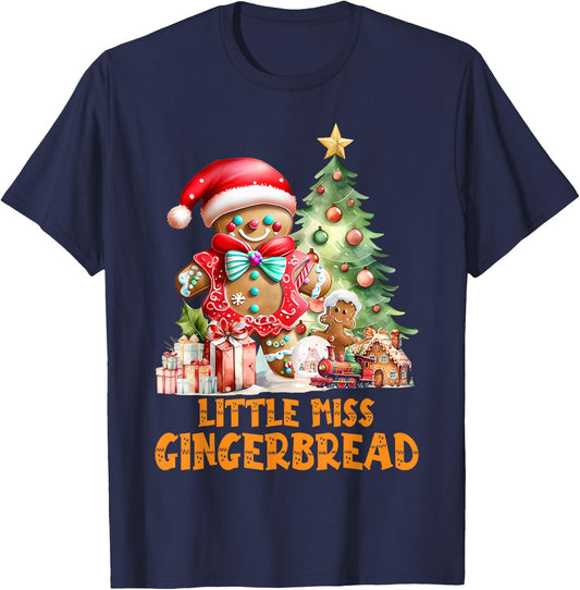 Little Miss Cookies Gingerbread Christmas Toddler Kids Girl T-Shirt - T-Shirt | Navy