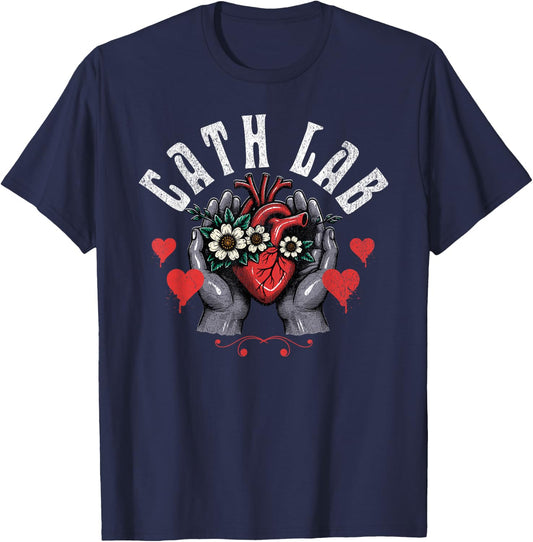 Cath Lab Life - Hands & Hearts T-Shirt - T-Shirt | Navy