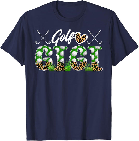 Golf Gigi Of A Golf Player Gigi Leopard Golfer Gigi T-Shirt - T-Shirt | Navy