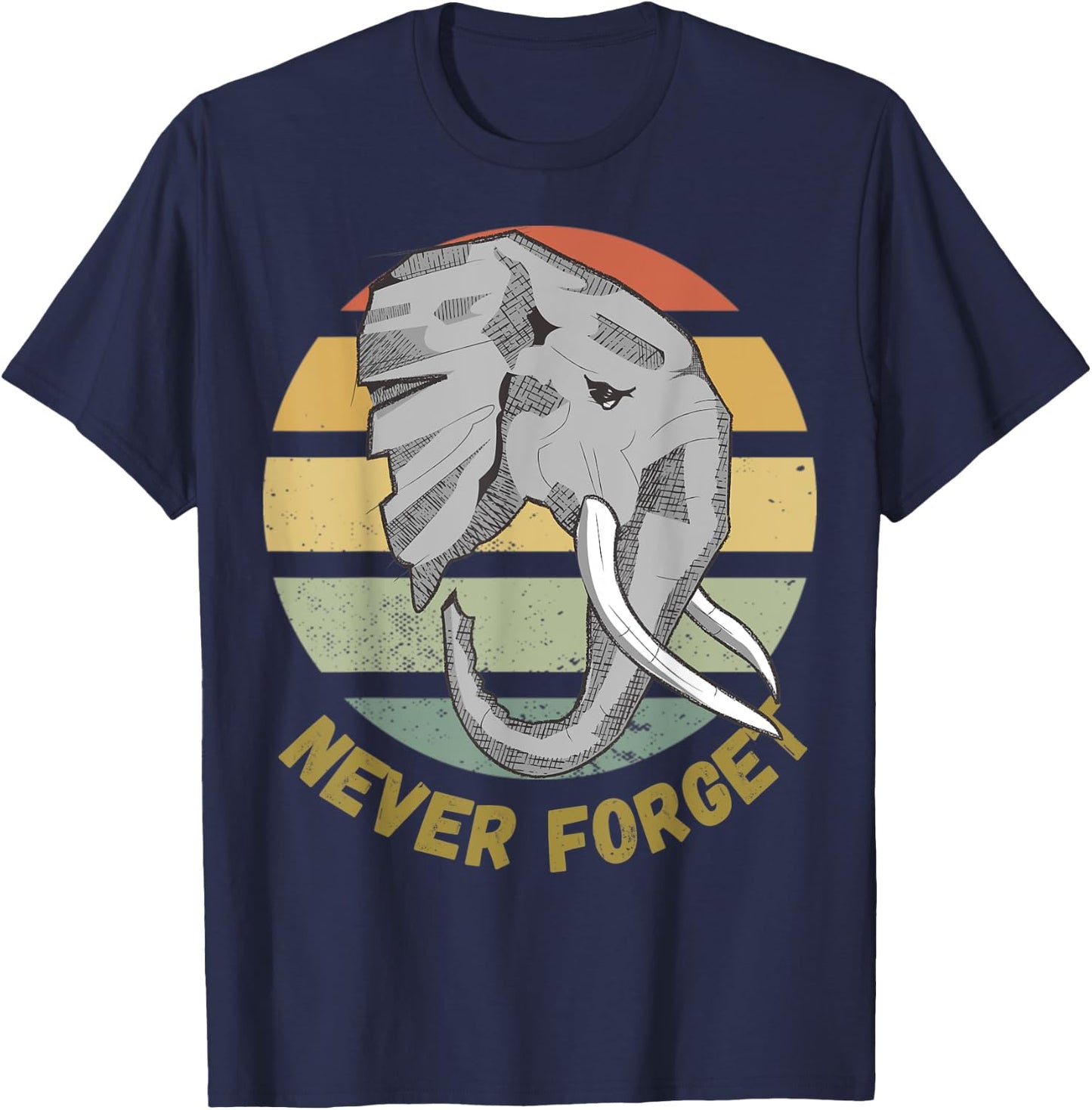 Vintage Never Forget Elephant Safari Gift African Wildlife T-Shirt - T-Shirt | Navy