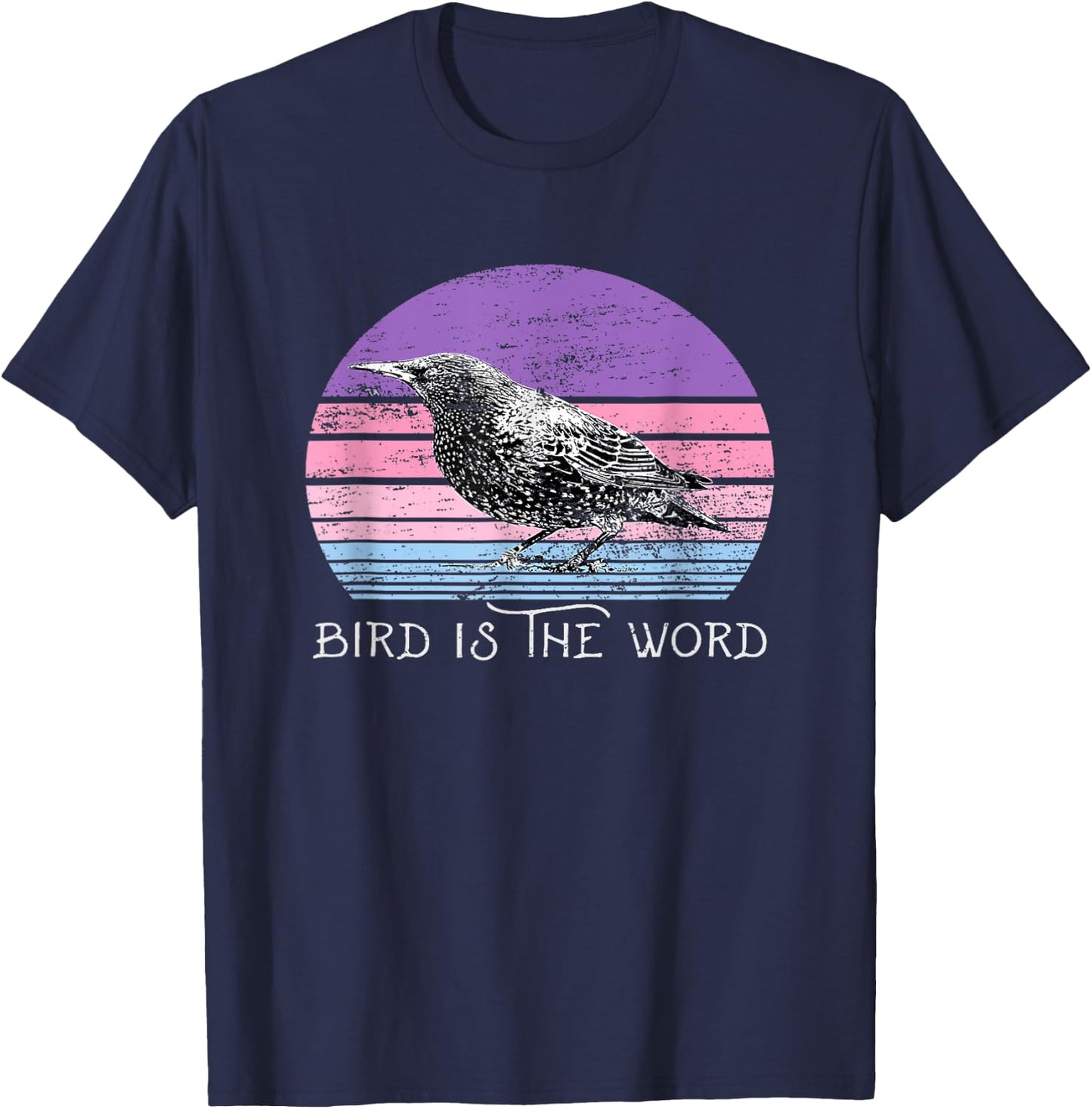 Vintage-Bird-is-The-Word- -Women's-Men's-Animal-Lover T-Shirt - T-Shirt | Navy