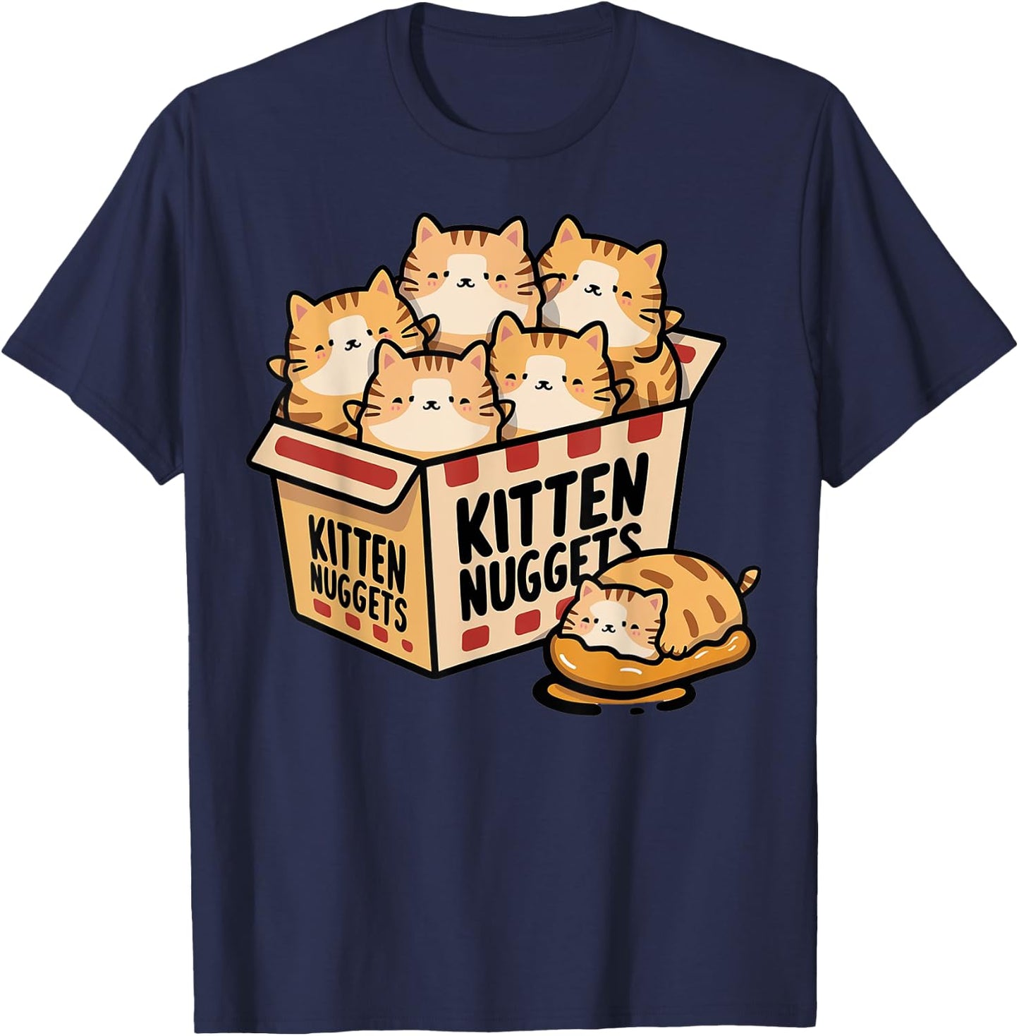 Kitten Chicken Nuggets Gifts For Cat Mom Cat Dad Cat Lover T-Shirt - T-Shirt | Navy