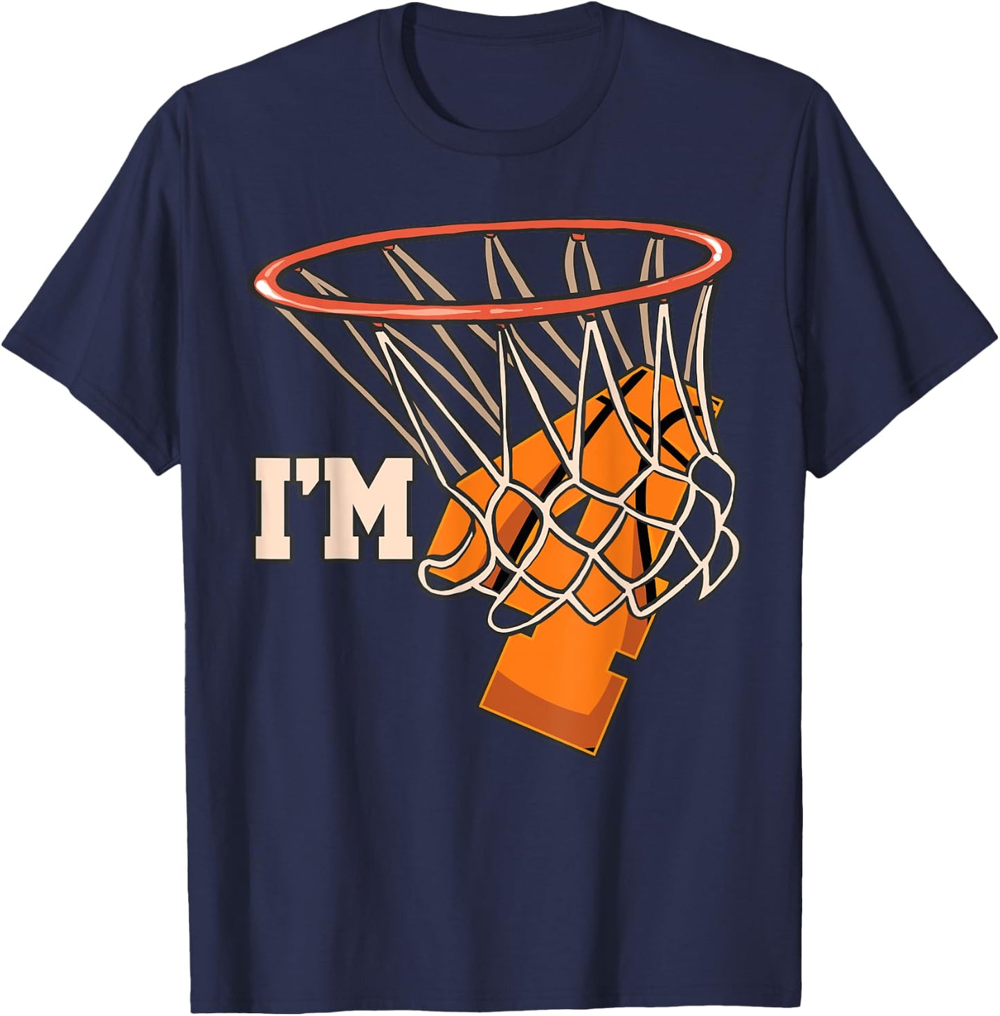 I'm 4 Basketball Theme Birthday Party Celebration 4th T-Shirt - T-Shirt | Navy