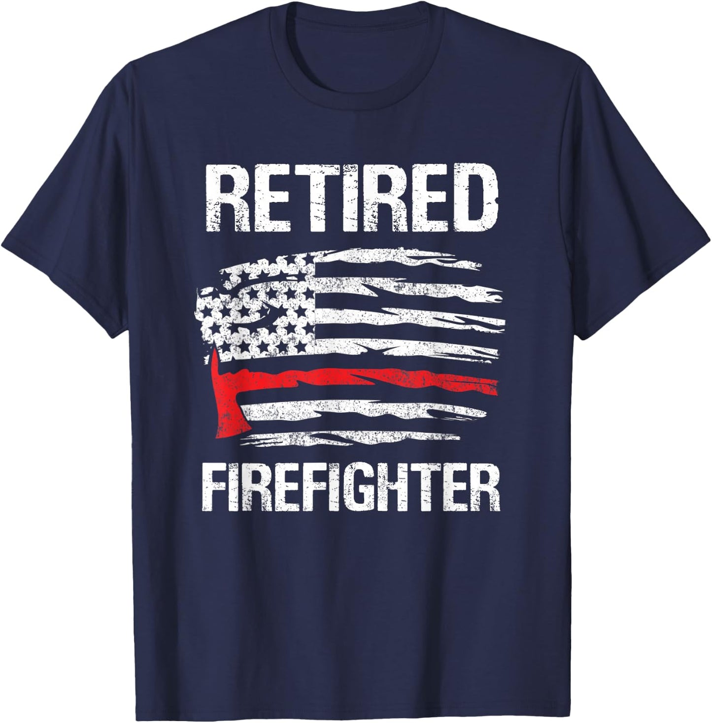 Retired Firefighter Fireman Retirement UAS flag party funny T-Shirt - T-Shirt | Navy