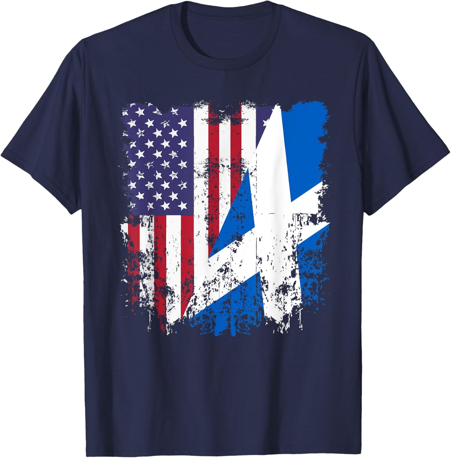 Scottish Roots Half American Flag Scotland Flag Girls Kids Men T-Shirt - T-Shirt | Navy
