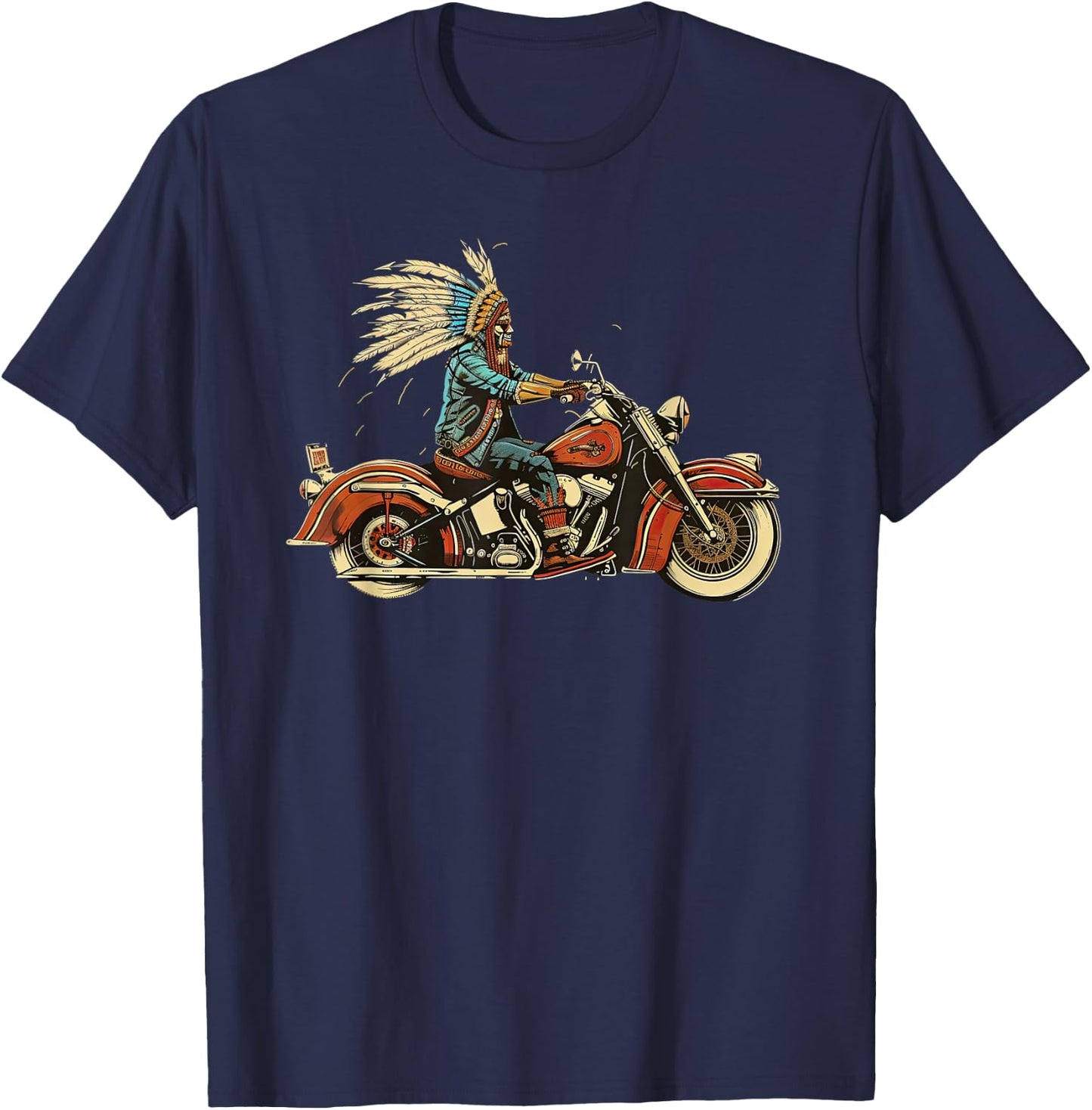 Native American Motorcycle Indian Bikers old classic bikes T-Shirt - T-Shirt | Navy