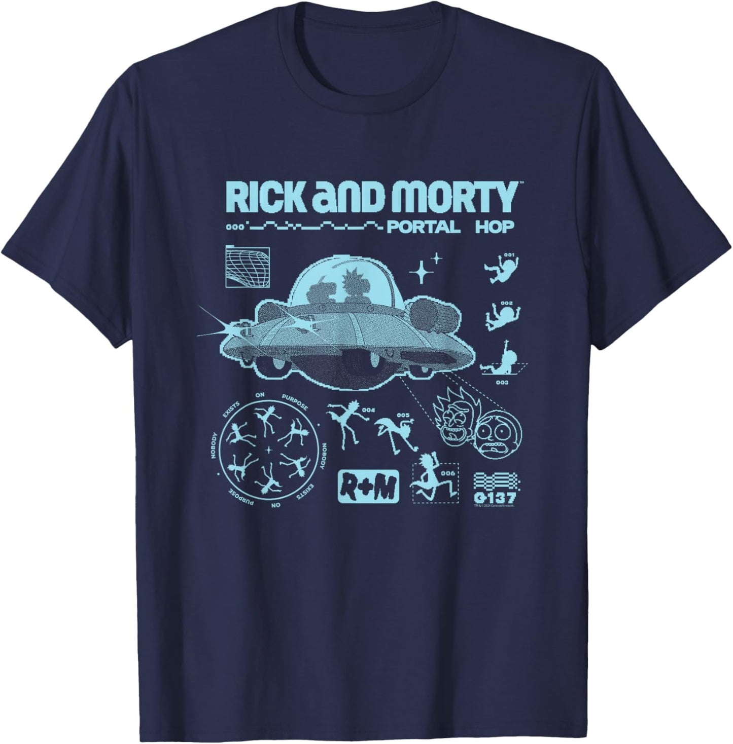Rick and Morty Space Ship Alien Portal Hop T-Shirt - T-Shirt | Navy