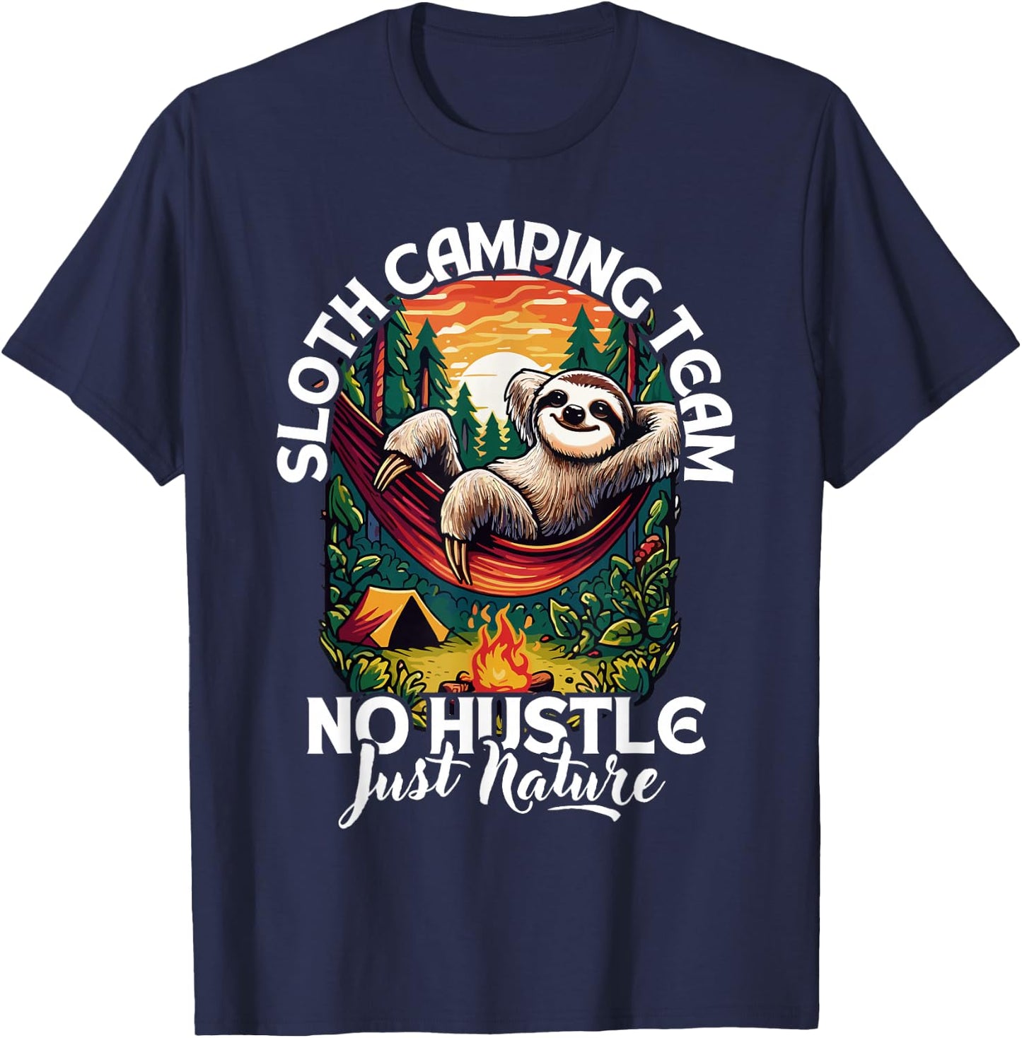 Sloth camping team, funny camping sloth, sloths and camping T-Shirt - T-Shirt | Navy