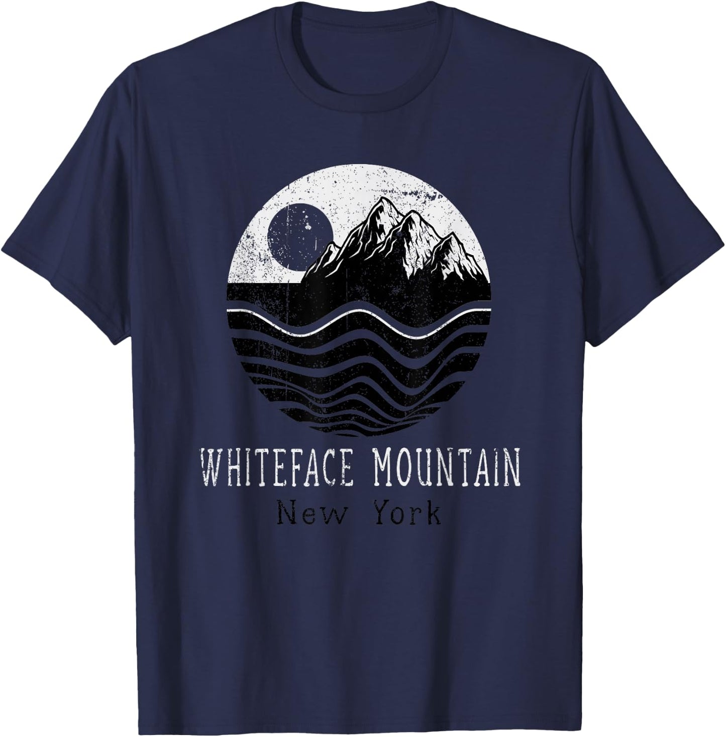 Whiteface Mountains Vintage Mountains Hiking New York Retro T-Shirt - T-Shirt | Navy