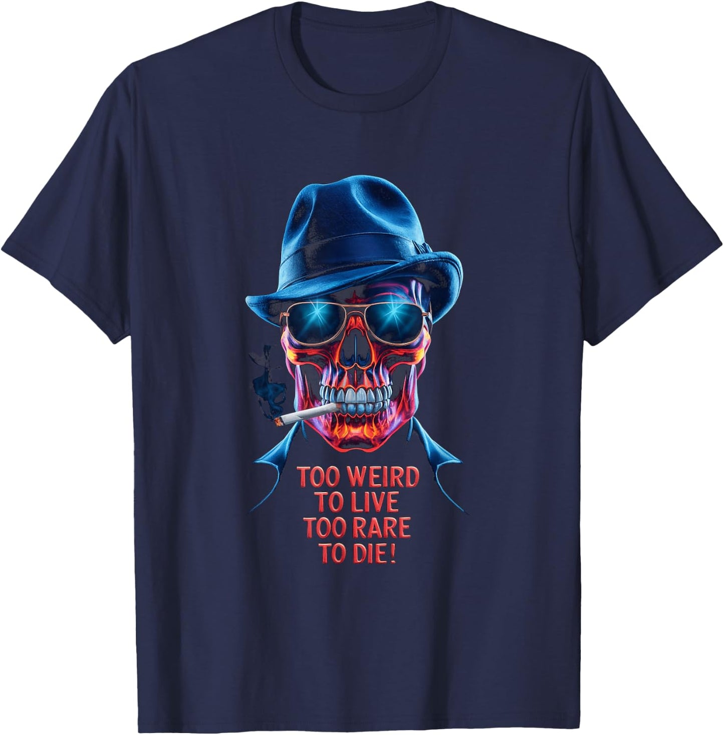 Vintage Too Weird To Live - To Rare To Die Smoking Skull T-Shirt - T-Shirt | Navy