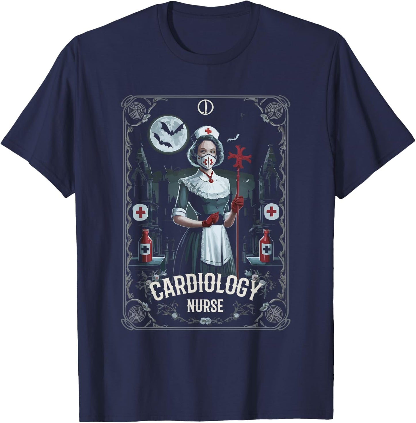 Cardiology Nurse Halloween Spooky Nursing Trick Or Treat T-Shirt - T-Shirt | Navy