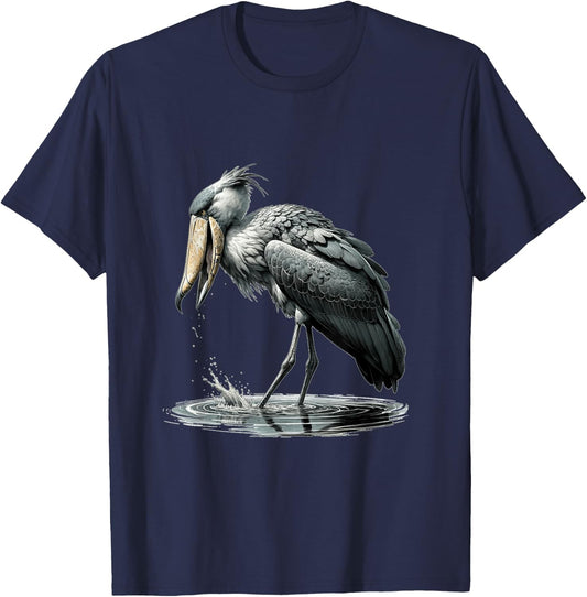 Shoebill Stork - Natural History Science Art T-Shirt - T-Shirt | Navy