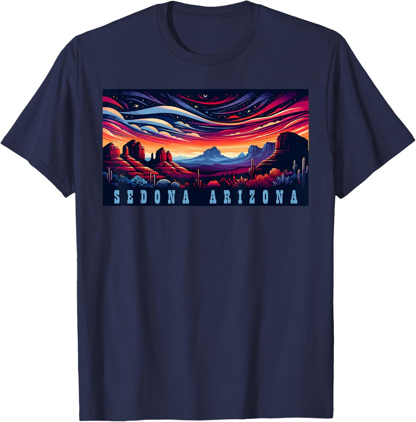 Sedona AZ Hiking Outdoors Mountain Sedona USA Retro Vintage T-Shirt - T-Shirt | Navy