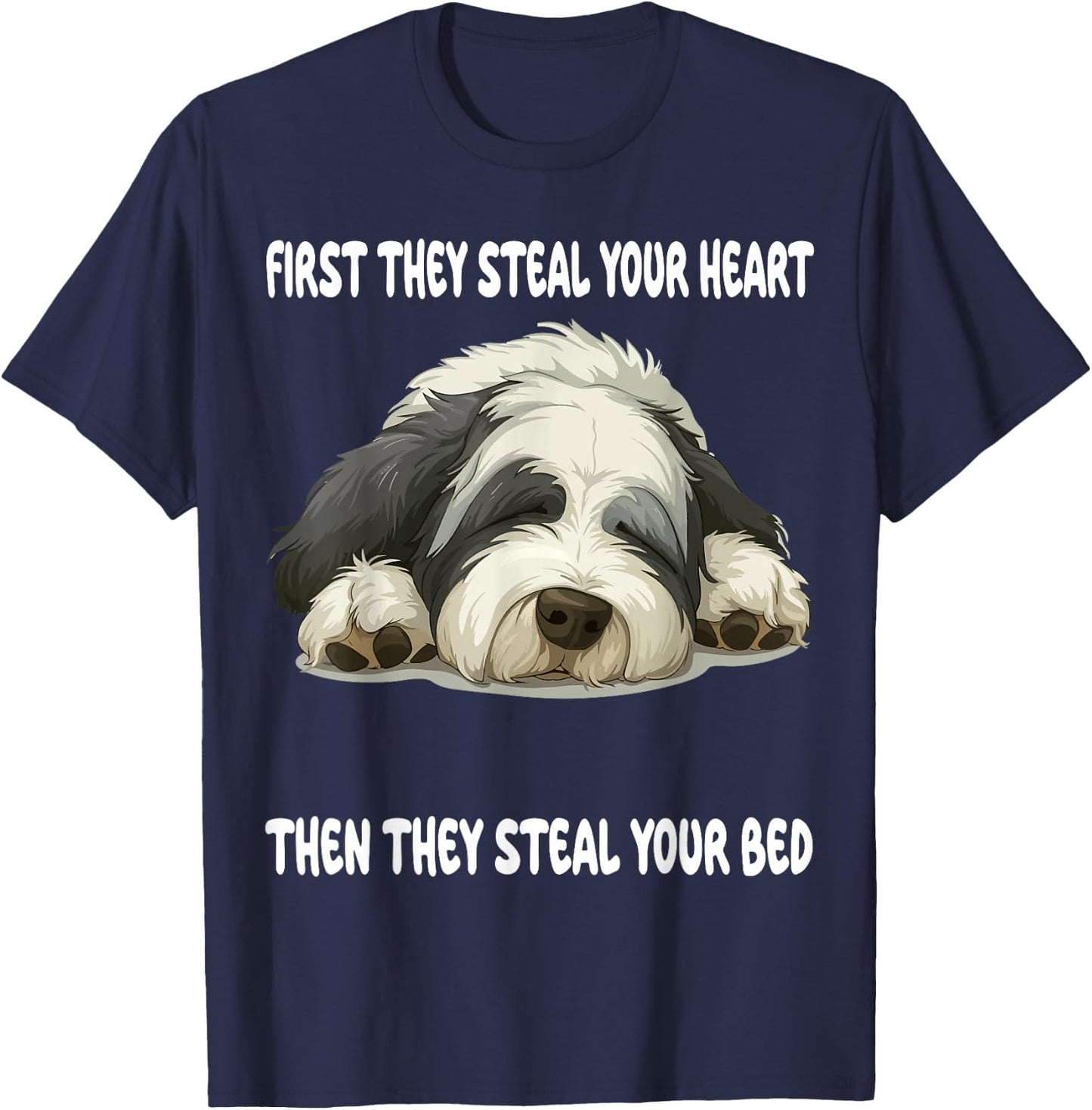 Old English Sheepdog Sleeping Pajamas Nightgown T-Shirt - T-Shirt | Navy