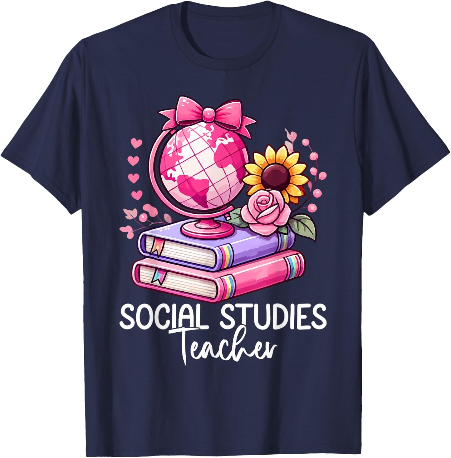Social Studies History Teacher Earth Globe Back To School T-Shirt - T-Shirt | Navy