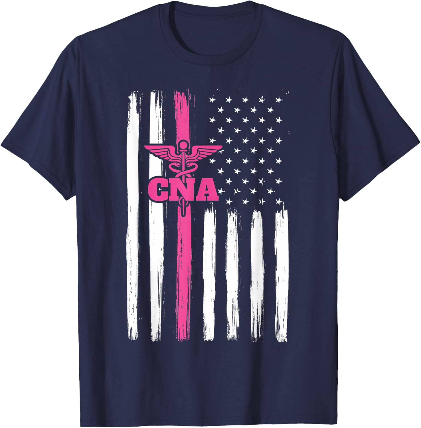 Vintage USA CNA Certified Nurse Assistant American Flag Women Men T-Shirt - T-Shirt | Navy