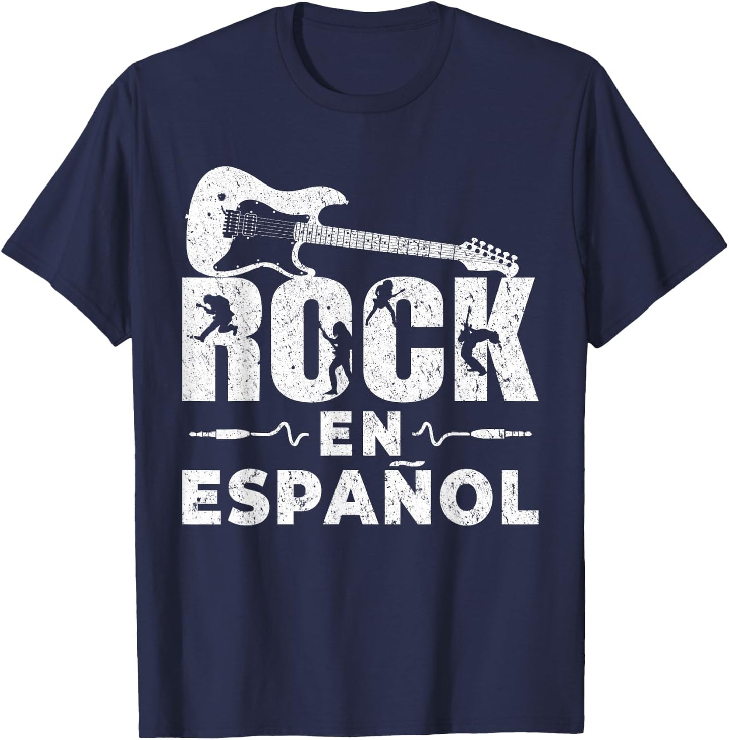 Rock En Español Spanish Music Instrument Electric Guitar T-Shirt - T-Shirt | Navy