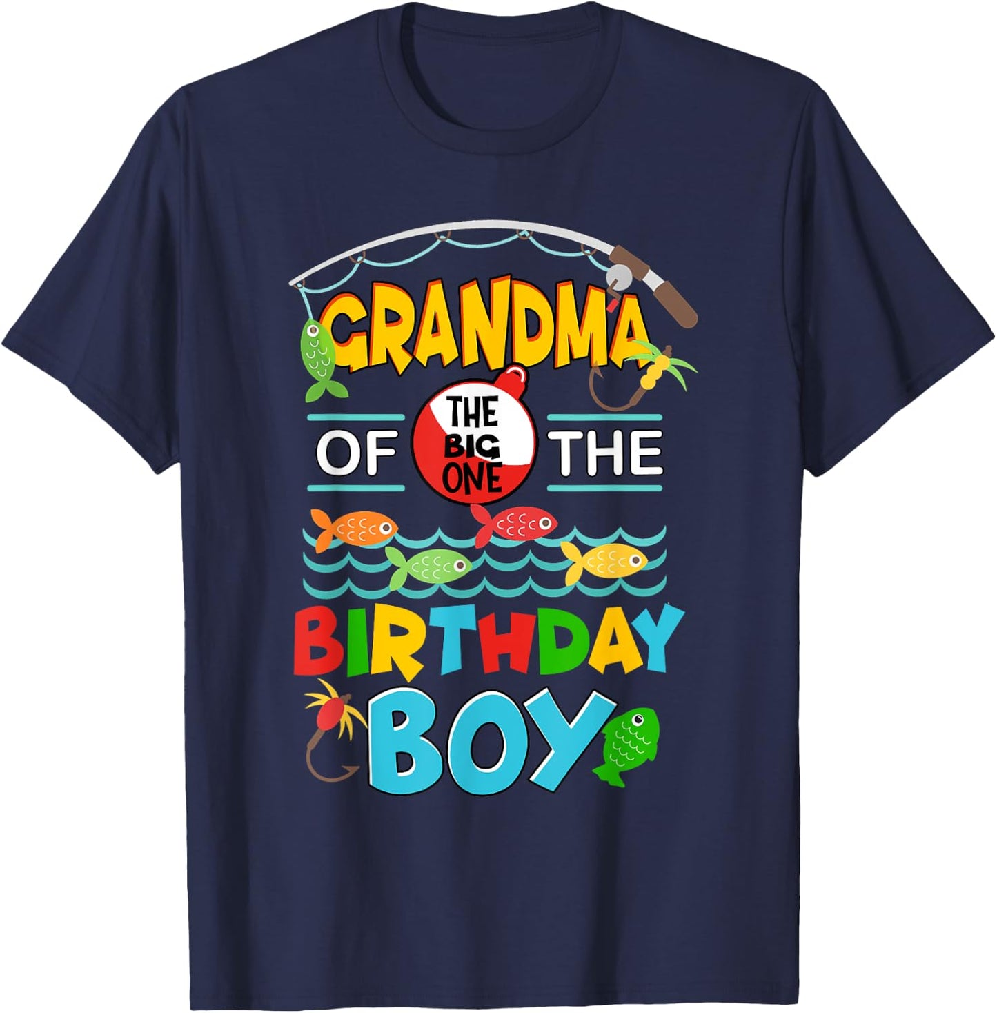 O Fish Ally One Birthday Outfit Grandma Of The Birthday Boy T-Shirt - T-Shirt | Navy