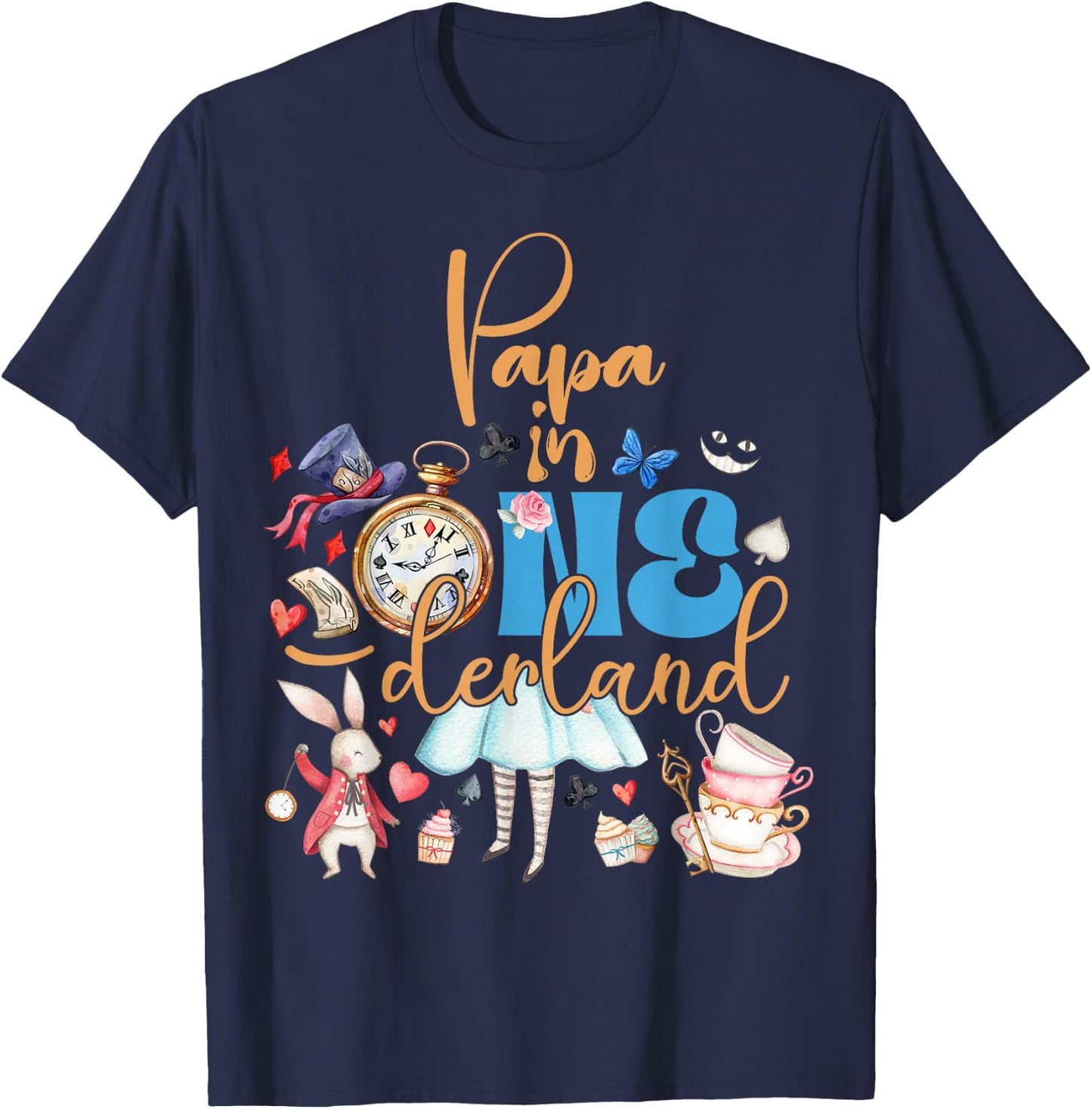 Alice Papa in ONEderland Birthday Family T-Shirt - T-Shirt | Navy