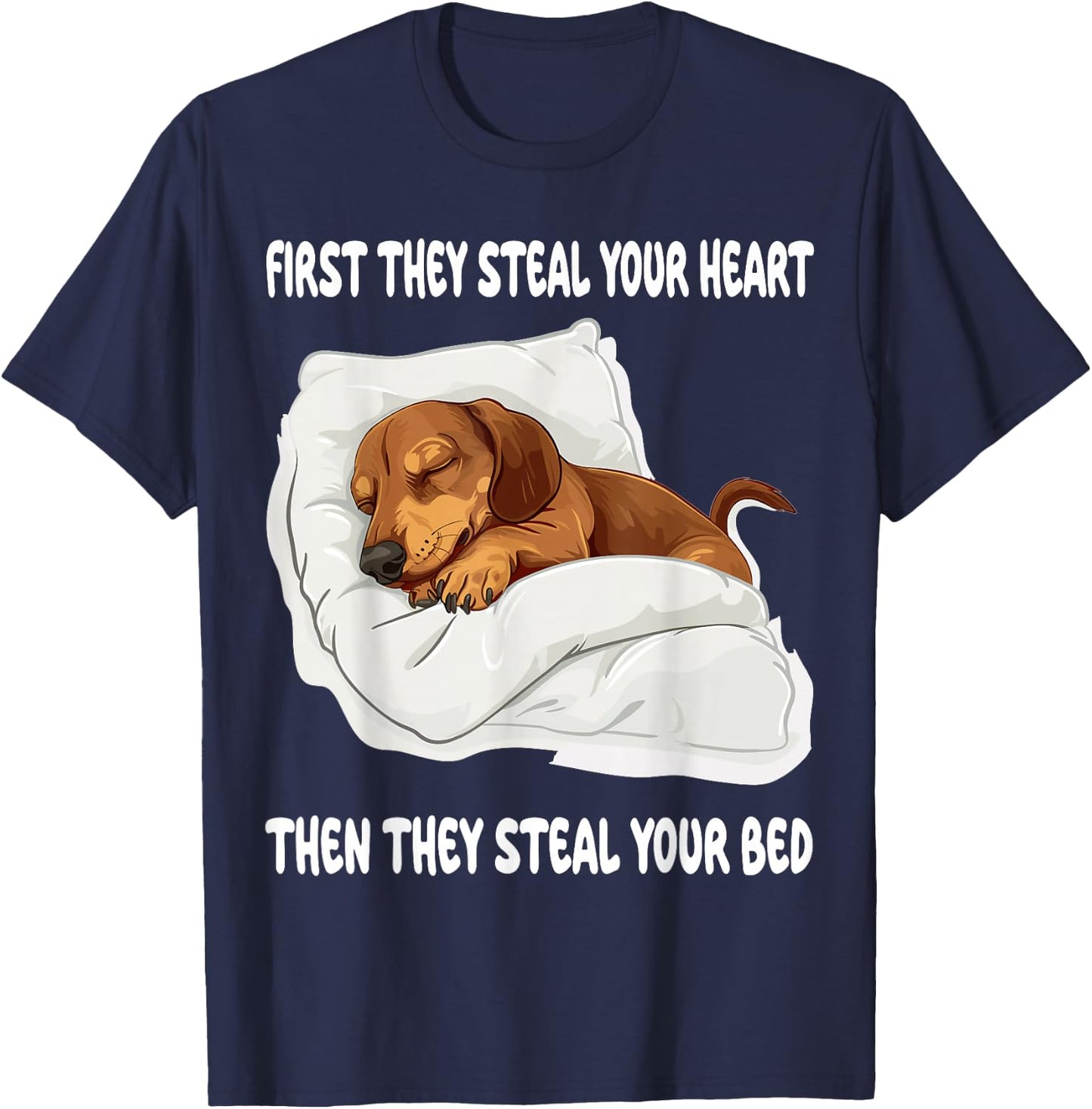 Dachshund Wiener Doxie Sleeping Pajamas Nightgown T-Shirt - T-Shirt | Navy