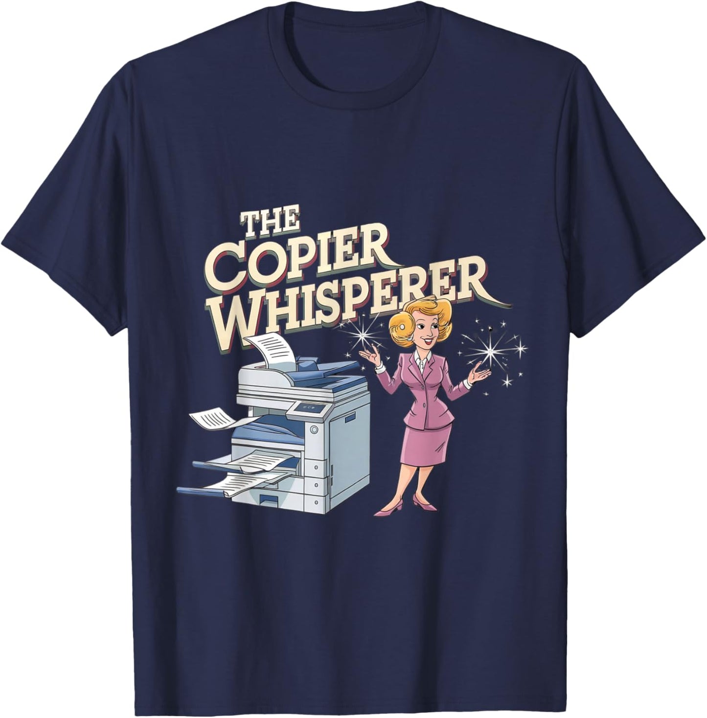 The copier whisperer funny office joke haywire retro cartoon T-Shirt - T-Shirt | Navy