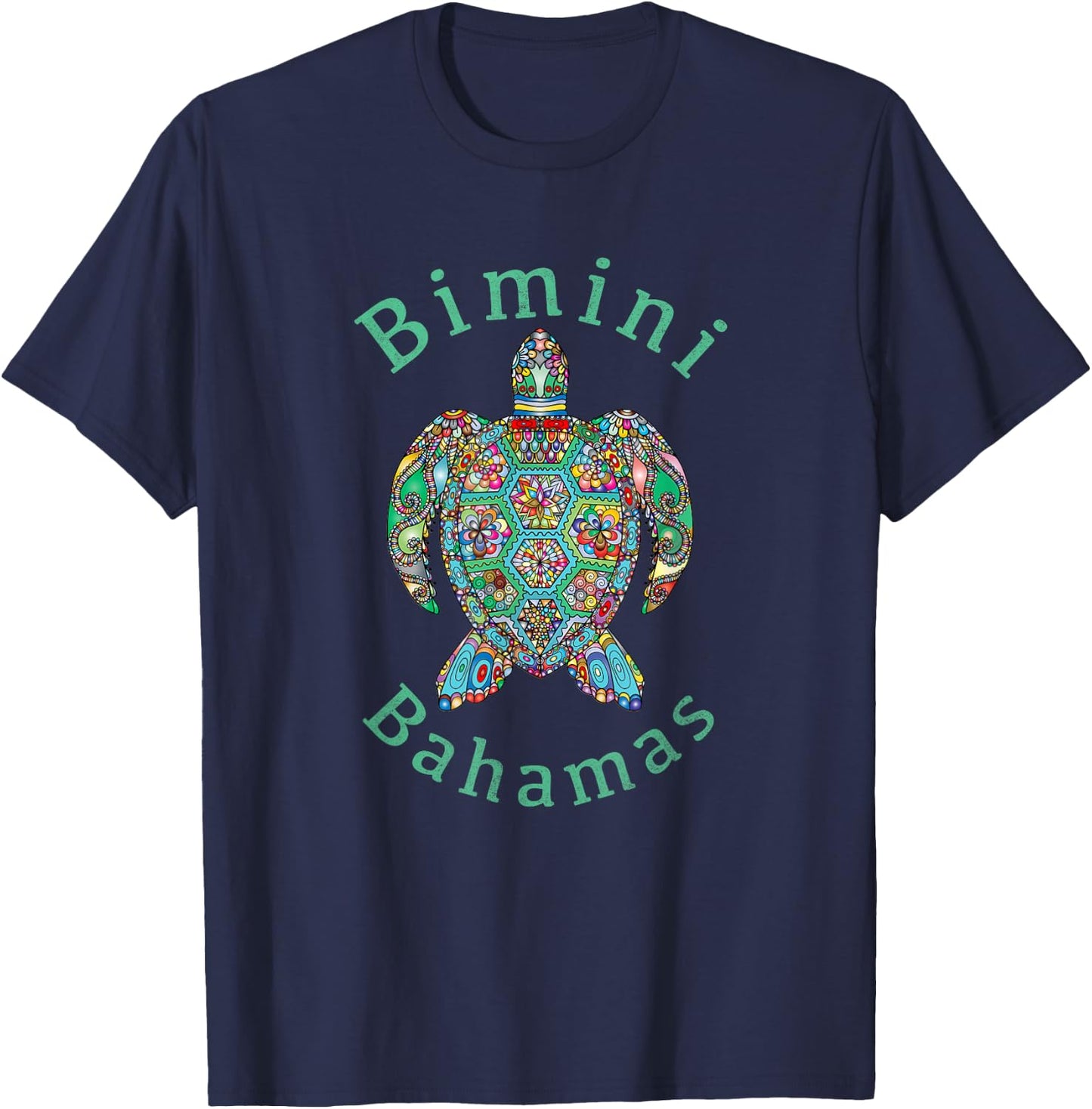 Bimini, Bahamas Tribal Turtle Gift T-Shirt - T-Shirt | Navy