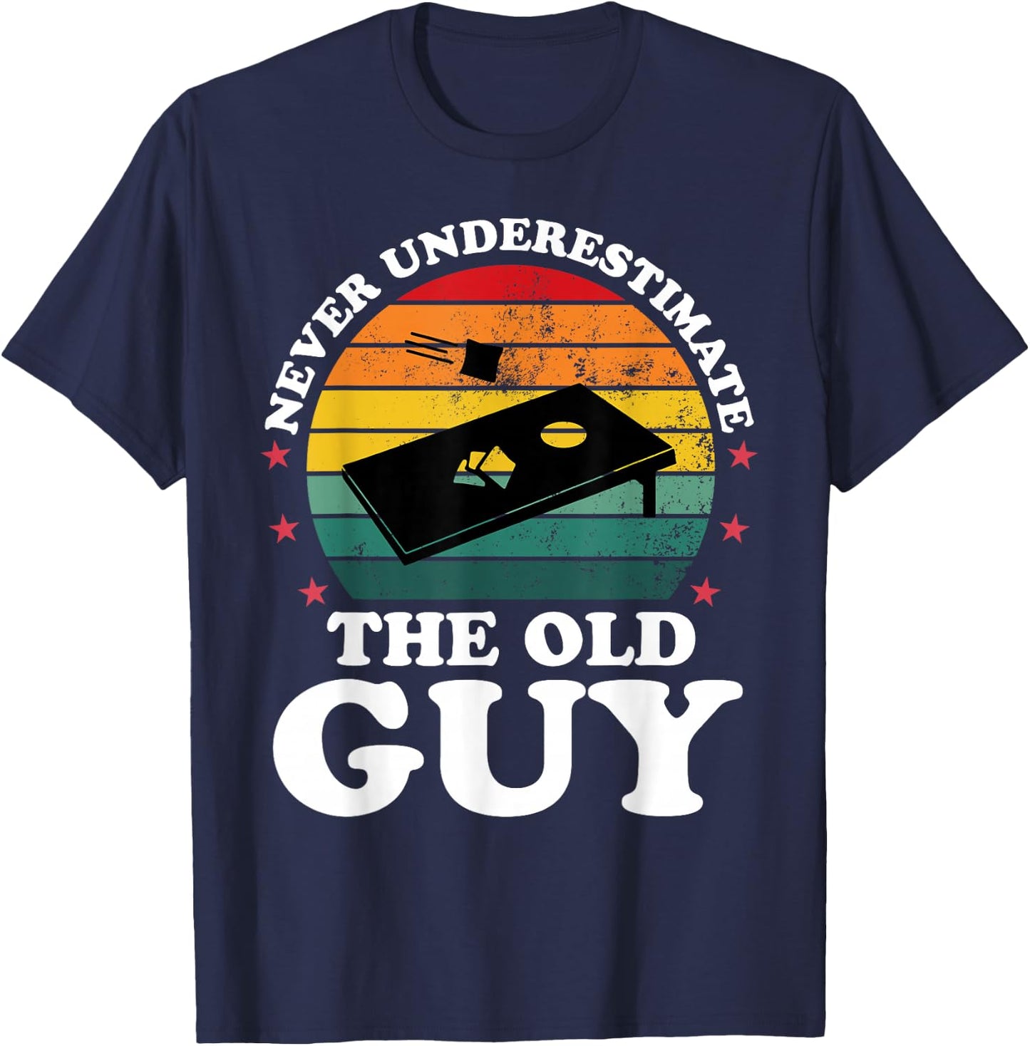 Never Underestimate Funny Cornhole Player Men Grandpa T-Shirt - T-Shirt | Navy