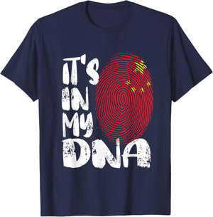 China Flag It's in My Dna Chinese Fingerprint Flag T-Shirt - T-Shirt | Navy