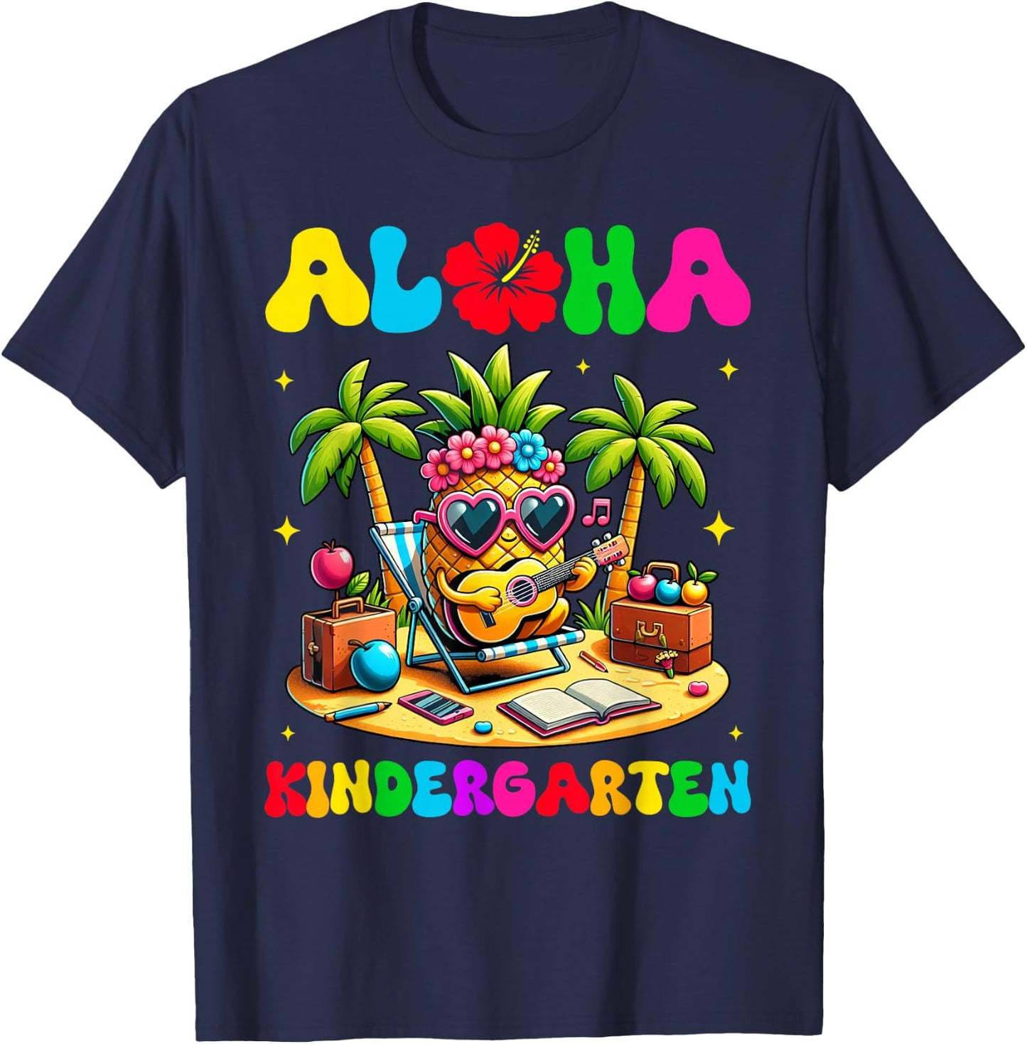 Aloha Kindergarten Pineapple Hawaii Back to School Kids Girl T-Shirt - T-Shirt | Navy