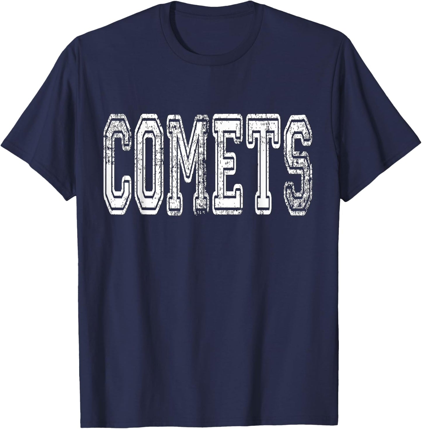 Comets Mascot Distressed Vintage School Sports Name Fans T-Shirt - T-Shirt | Navy