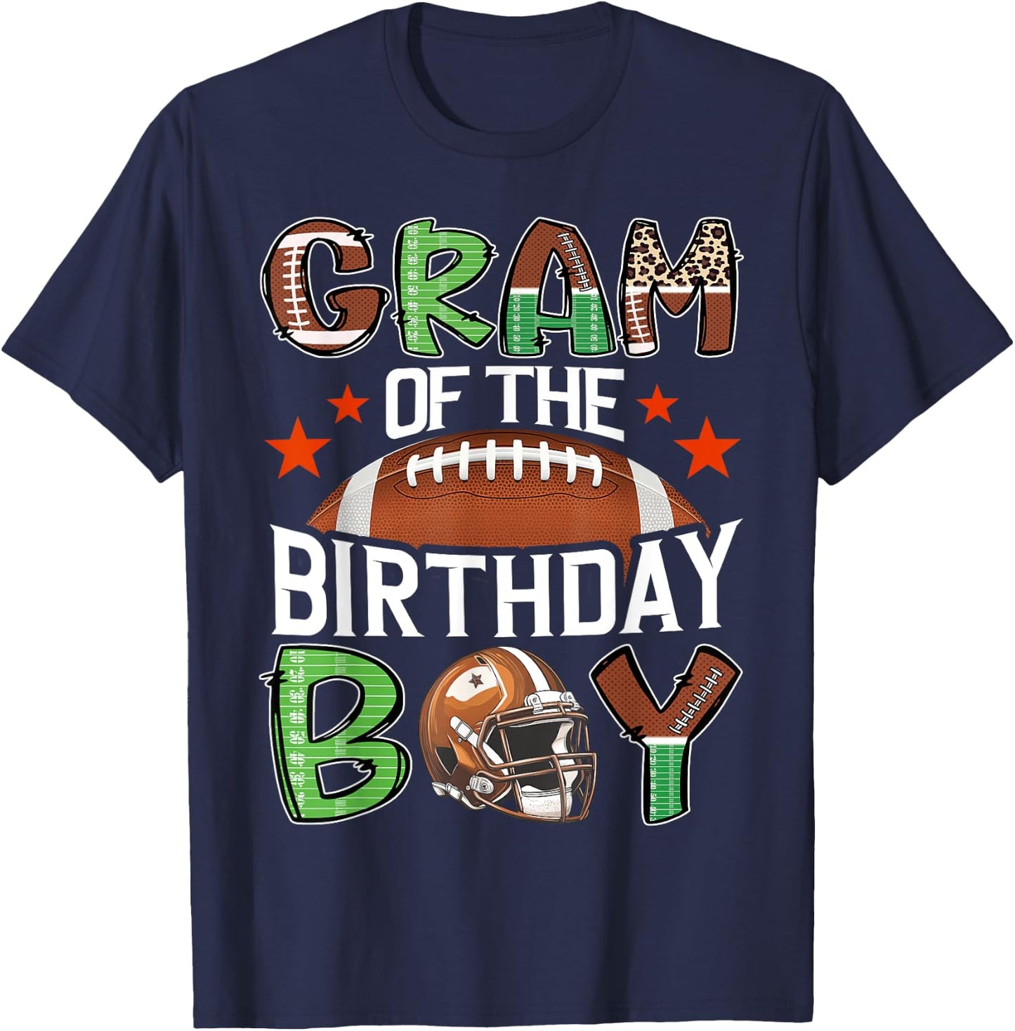 Gram Of The Birthday Boy Game Day Football T-Shirt - T-Shirt | Navy