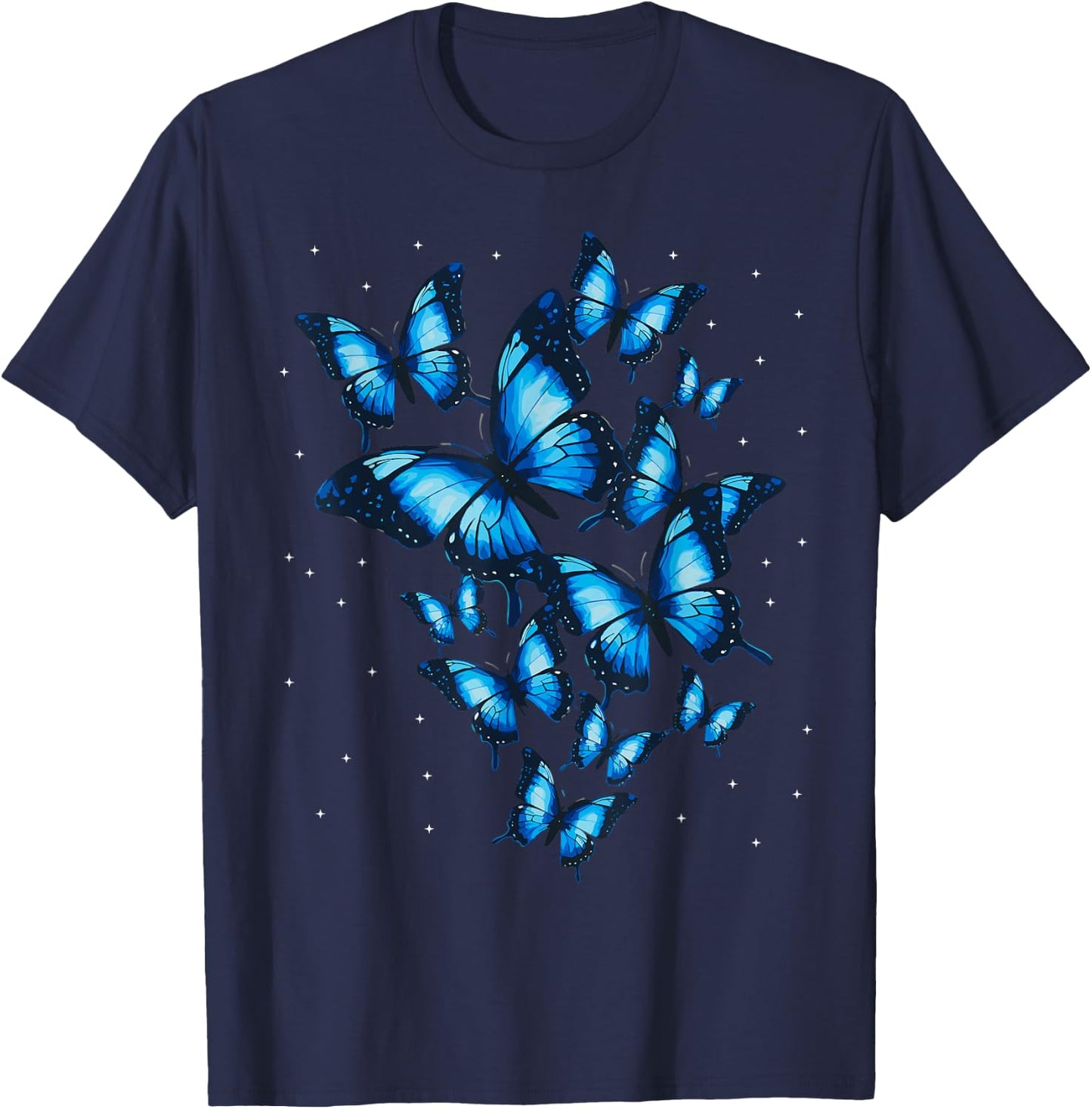 Blue Butterfly Art Beautiful Butterflies T-Shirt - T-Shirt | Navy