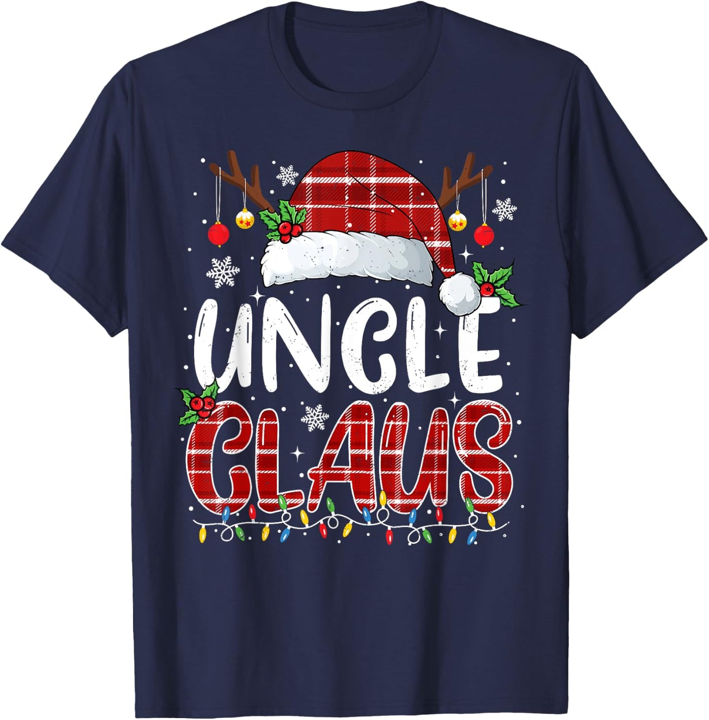 Uncle Claus Christmas Lights Pajama Family Matching T-Shirt - T-Shirt | Navy