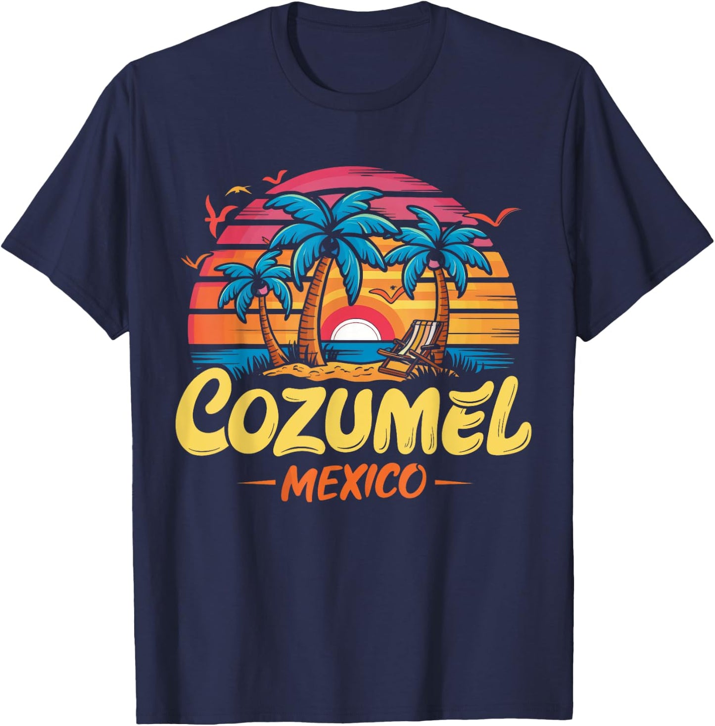 Cozumel Mexico Tropical Sunset beach Souvenir Vacation T-Shirt - T-Shirt | Navy