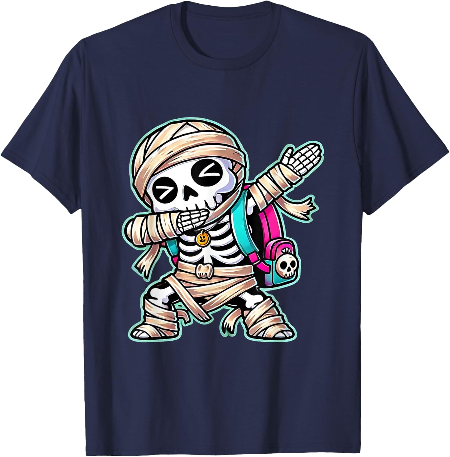 Funny Dabbing Skeleton Dab Costumes Spooky Halloween Mummy T-Shirt - T-Shirt | Navy