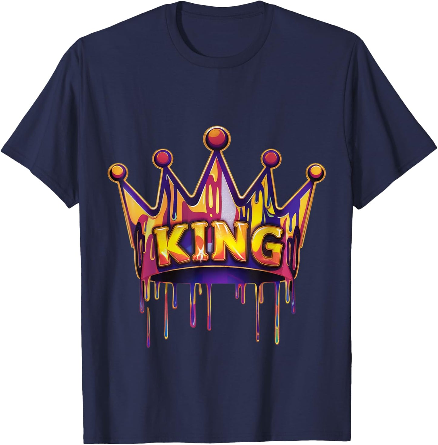 Vibrant Crown King Party Graphic Boys T-Shirt - T-Shirt | Navy