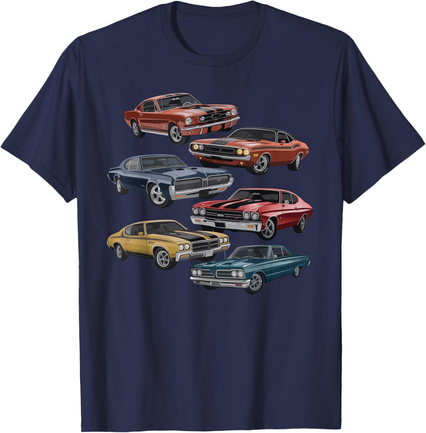 Vintage Muscle Car Artwork for Car Show Enthusiasts T-Shirt - T-Shirt | Navy