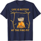 Survival Cooking Campfire Natural Fire Pit Bushcrafter T-Shirt - T-Shirt | Navy