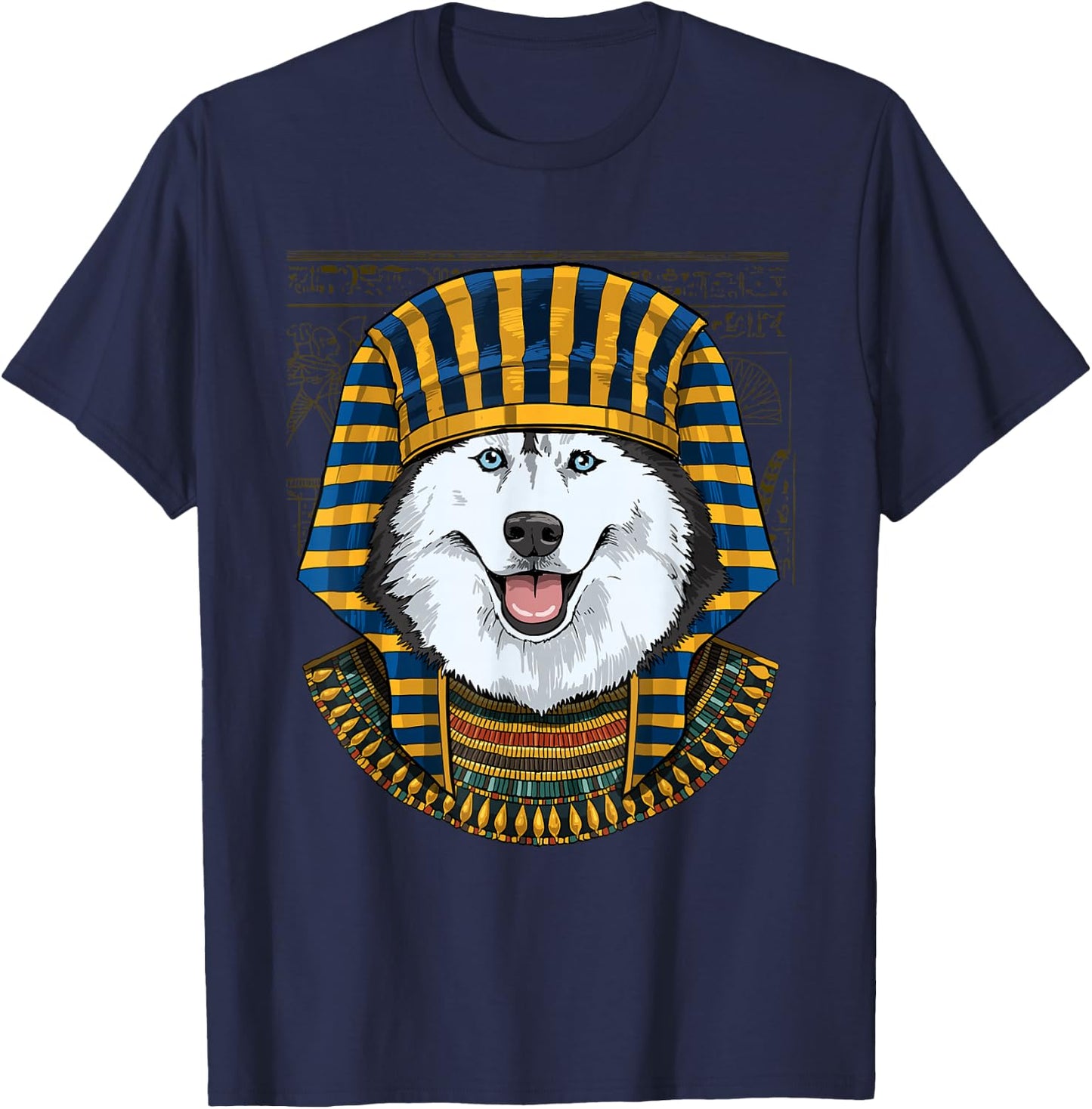 Siberian Husky Egyptian Pharaoh Historian Archaeologist Dog T-Shirt - T-Shirt | Navy