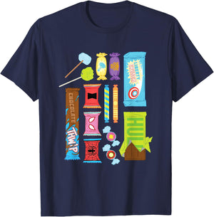Marvel Classic Halloween Super Hero Candy Assortment Retro T-Shirt - T-Shirt | Navy